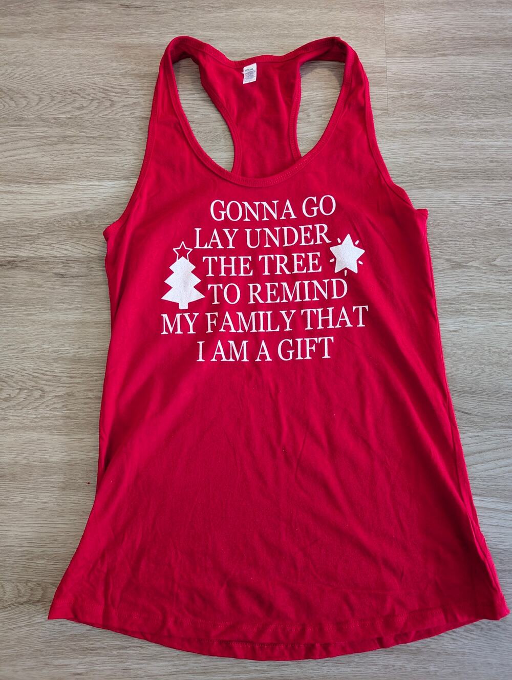 Ideal T Next Level Womens L Tank Top Funny Christmas Holiday Red Graphic Remind